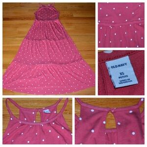 Women’s Old Navy pink & white polka dot maxi dress size, extra small petite XSP